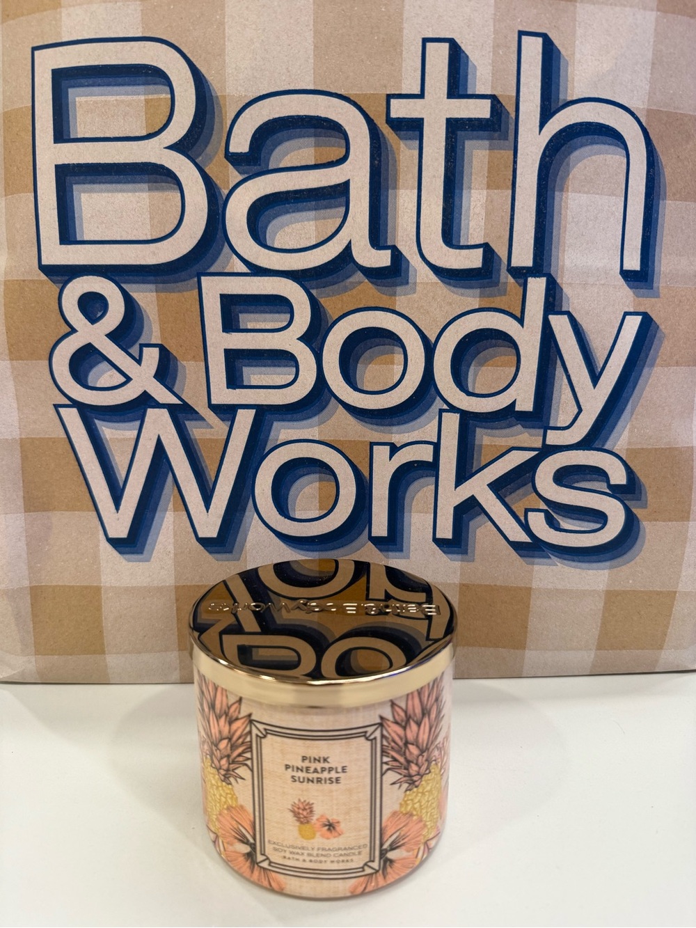Bath & Body Works Pink Pineapple Sunrise Candle - Pink, Gold